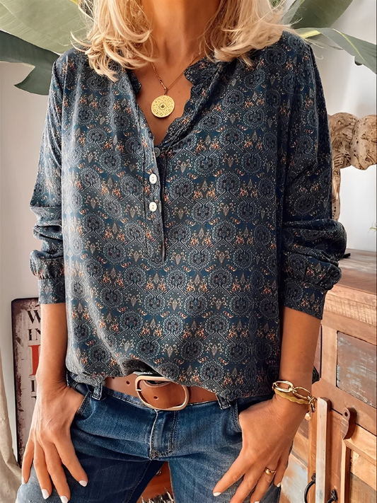 Women's - Vintage Summer Blouse - Lightweight Cotton - Perfect for Warm Days - Stylish and Comfortable Women's Top