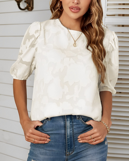 Short Sleeve Loose Chiffon Blouse