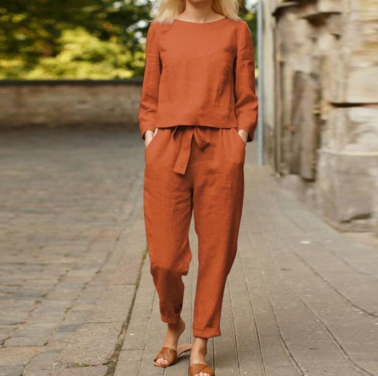 Stylish and unique two-piece set in linen