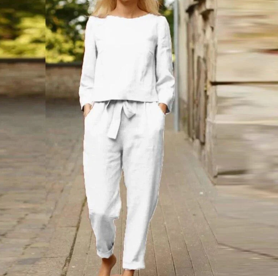 Stylish and unique two-piece set in linen