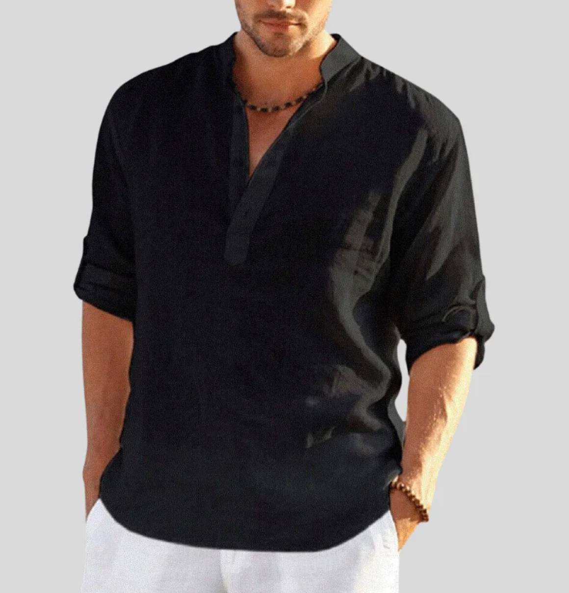 Elegant linen shirt with collar