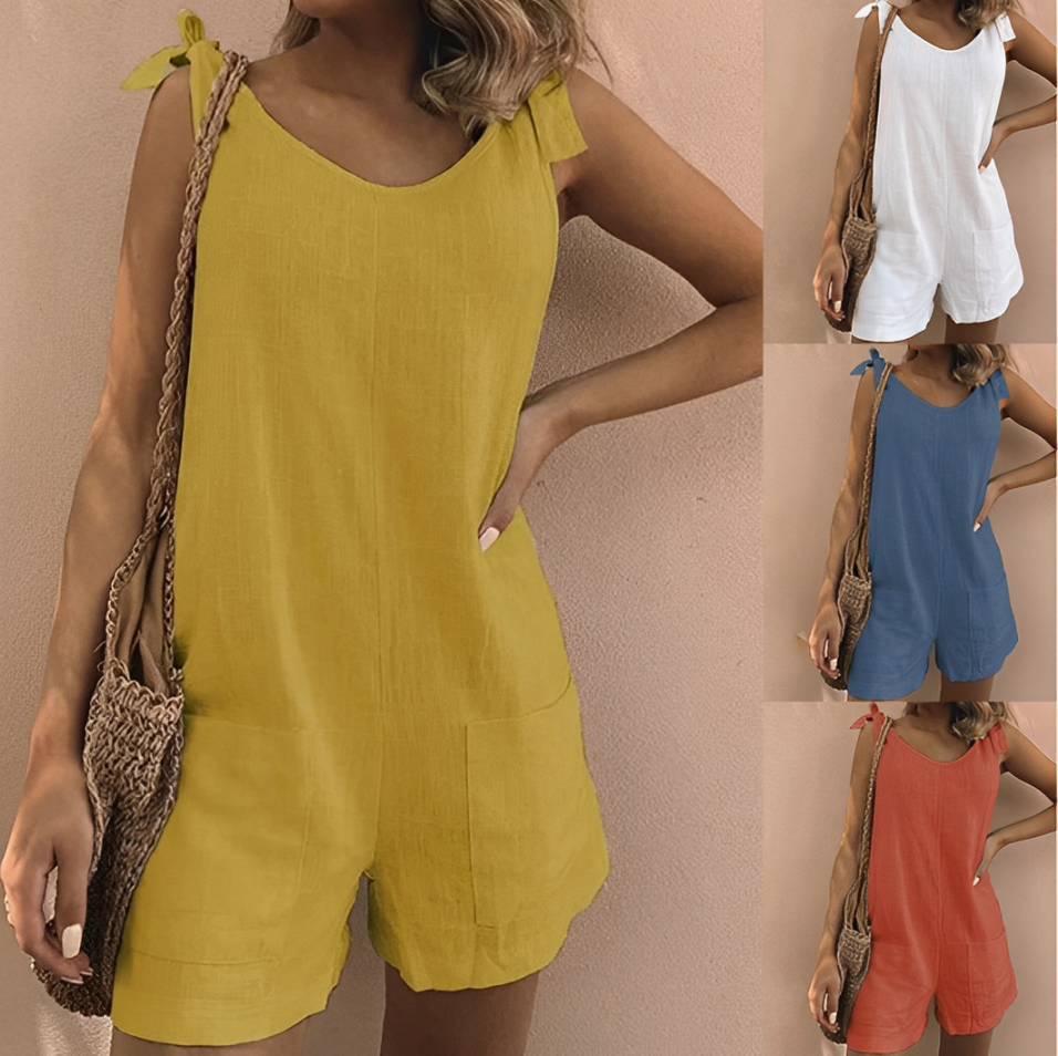 Loose sleeveless pocket jumpsuit