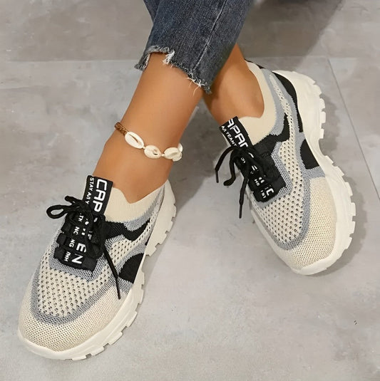 Stylish knitted platform trainers