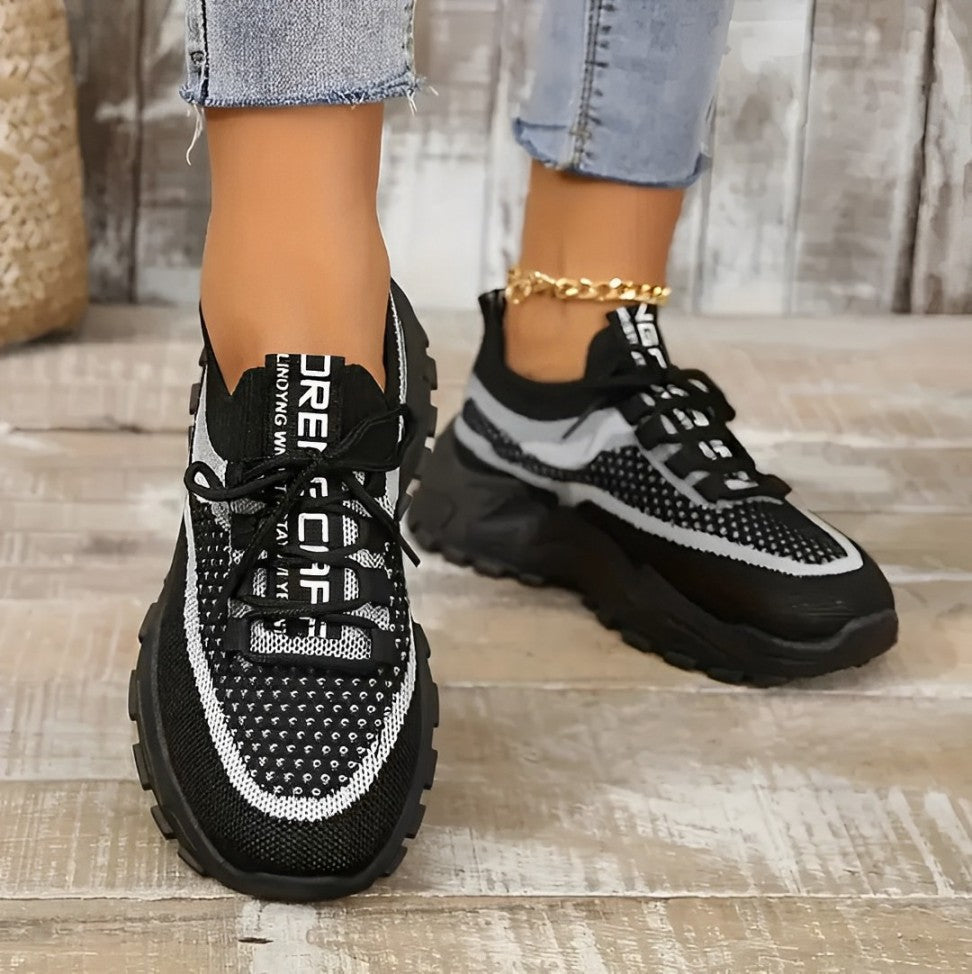 Stylish knitted platform trainers