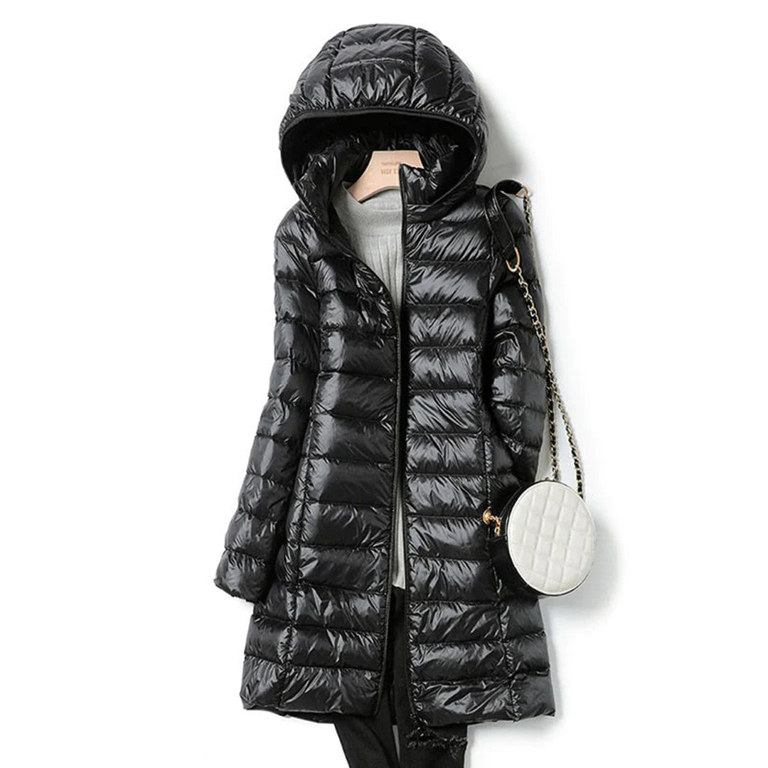 Fashionable long coat with hood