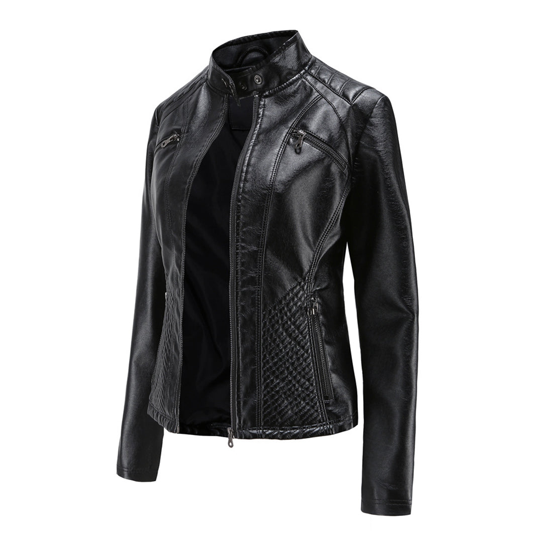 Leather biker jacket for spring