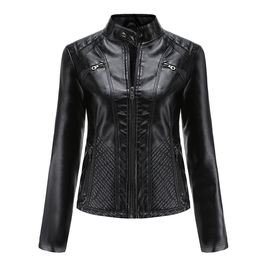 Leather biker jacket for spring