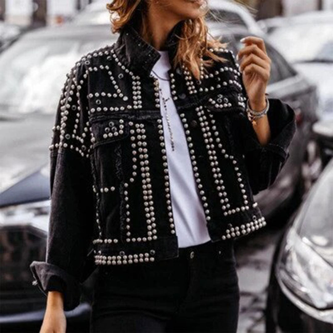 Glamourista denim jacket with studs