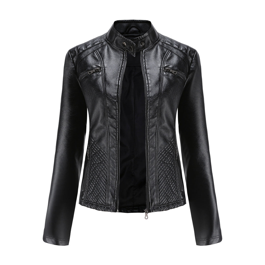 Leather biker jacket for spring