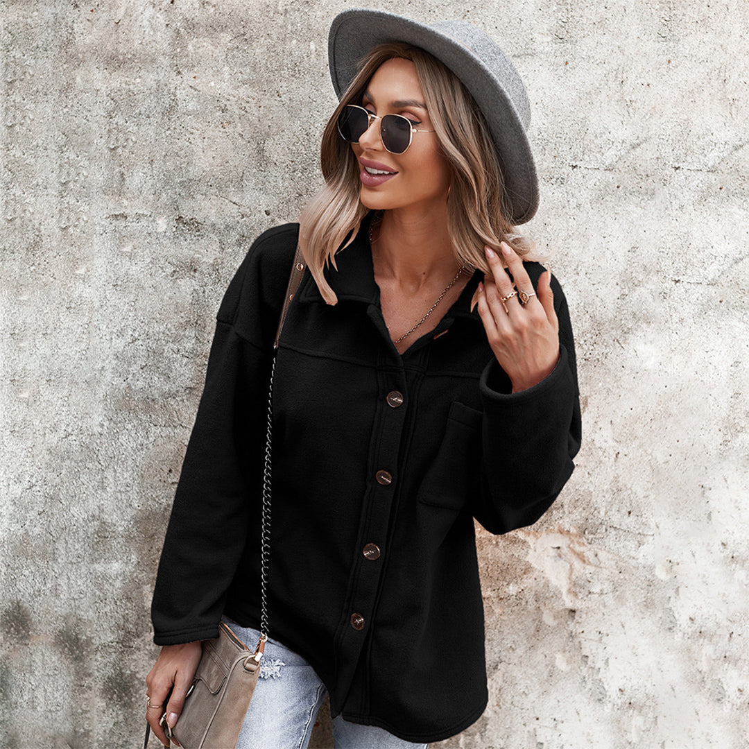 Women - Jacket - Comfortable Thick Fabric with Buttons - Stylish Versatile Outerwear for Every Occasion