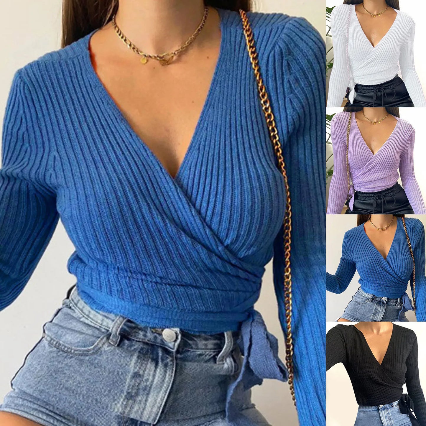 Knitted V-neck top