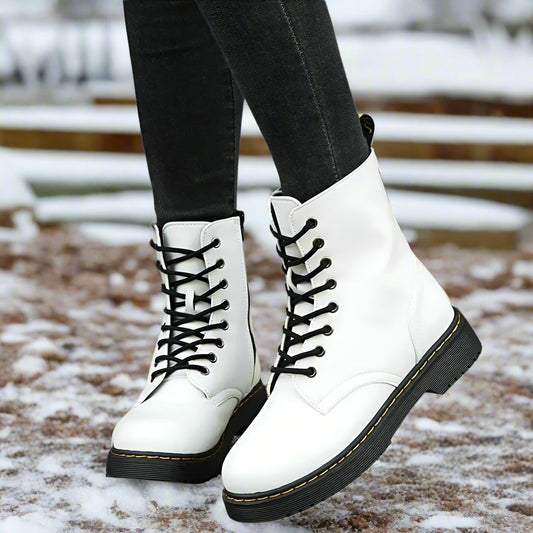 Women - Winter Boots - Stylish Martin Style - Comfortable Warm Footwear for Cold Weather