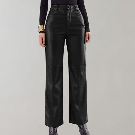 Straight cut leather trousers