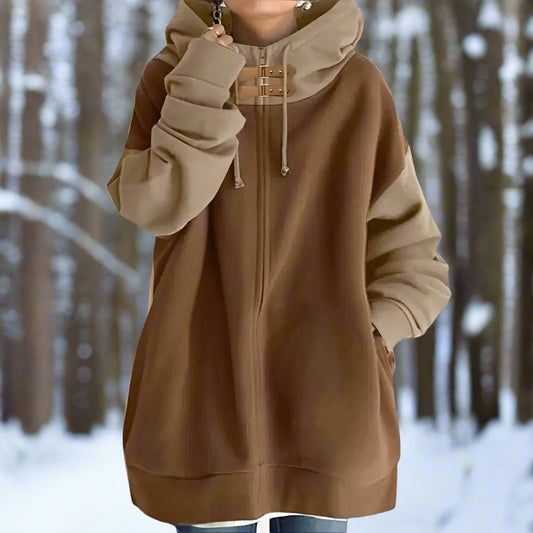 Women - Wide Hooded Jacket - Cozy Zip-Up Style - Ultimate Comfort for Everyday Wear