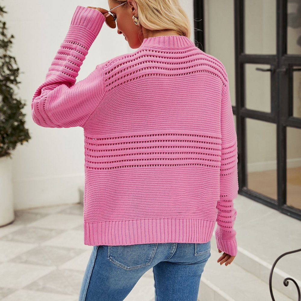 Women - Knit Jumper - Striped Loose-Fit & Comfortable - Stylish Casual Knitwear for Everyday