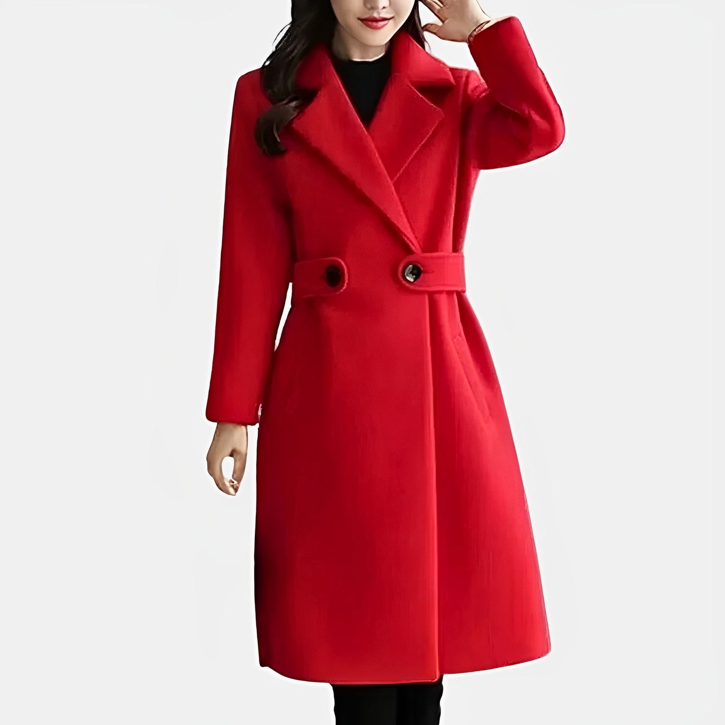 Women - Long Trench Coat - Elegant Warmth - Stylish Fall & Winter Outerwear