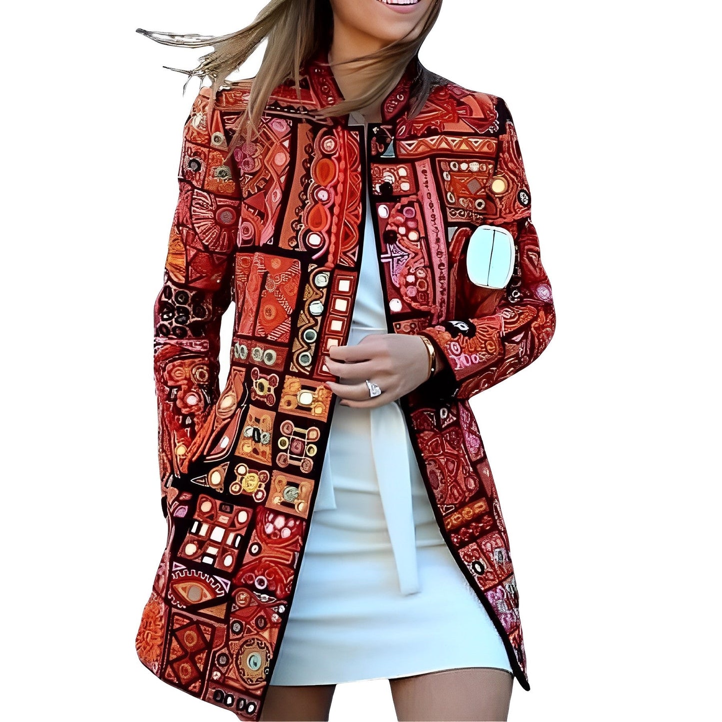 Women - Cardigan - Elegant Ethnic Pattern - Stylish & Comfortable Layering Piece