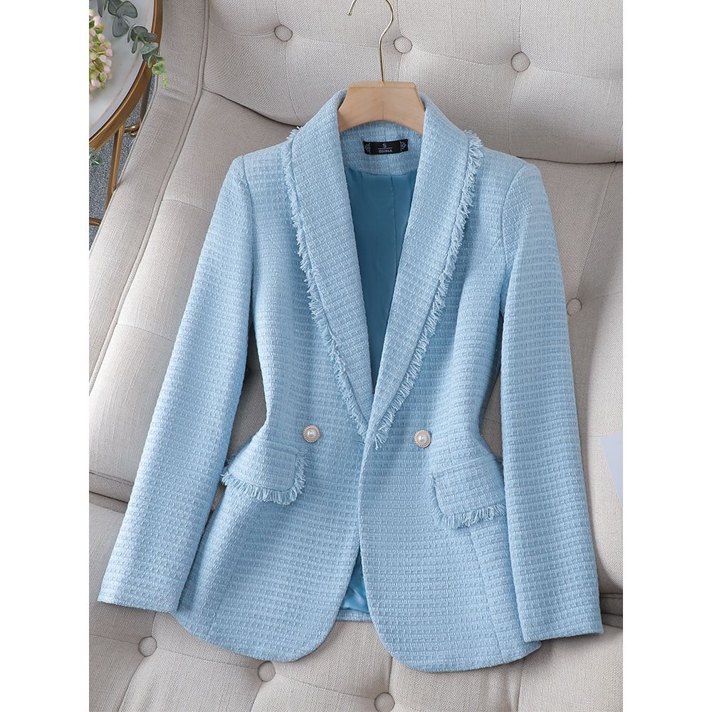 Stylish fringed blazer in textured fabric