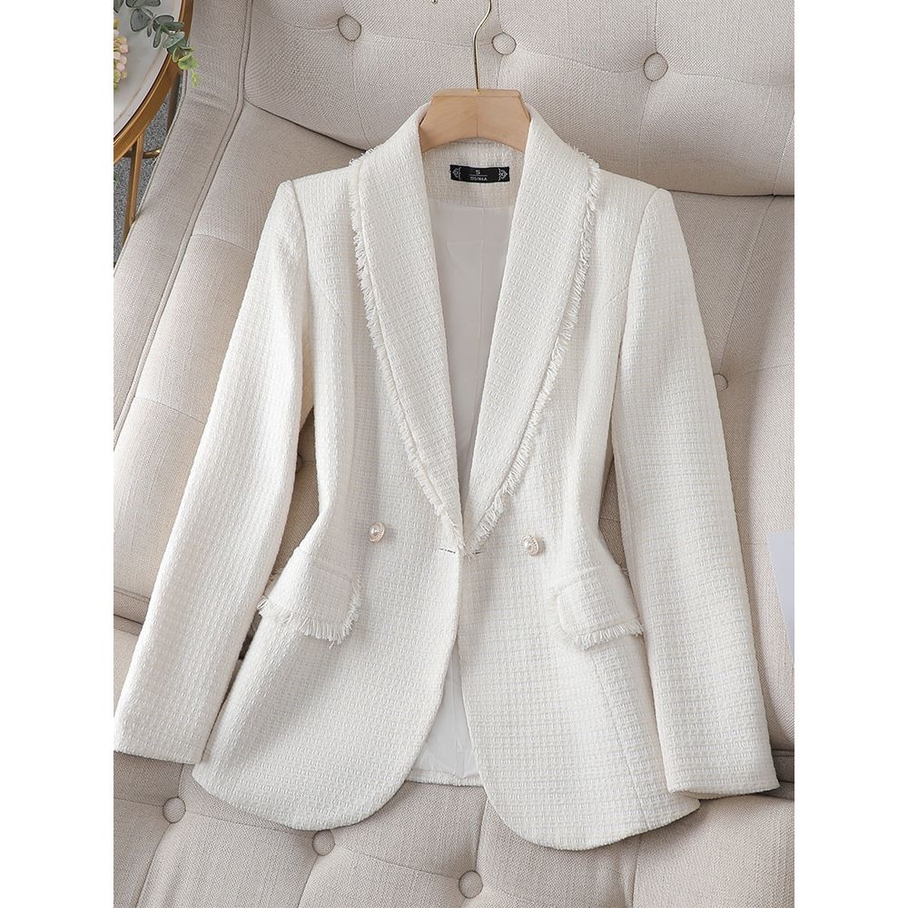 Stylish fringed blazer in textured fabric