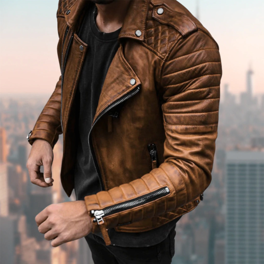 Leather biker jacket