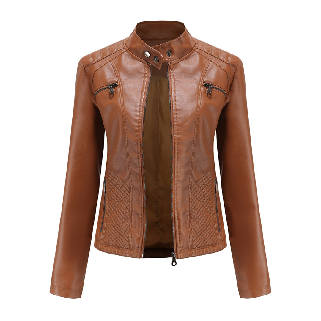 Leather biker jacket for spring