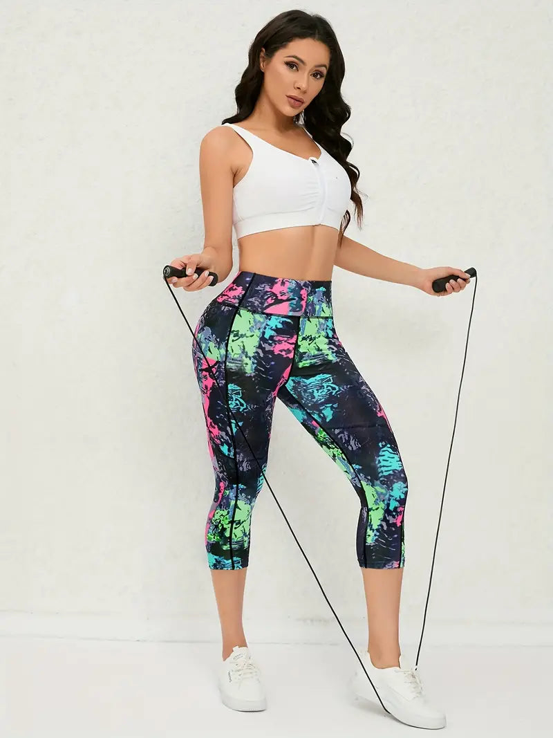 Capri leggings with ink print for women