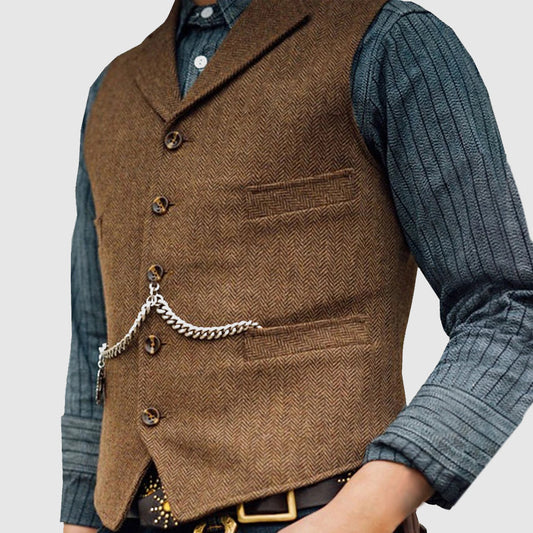 Men's Classic Herringbone Waistcoat - Stylish and Versatile - Perfect for Formal and Casual Occasions