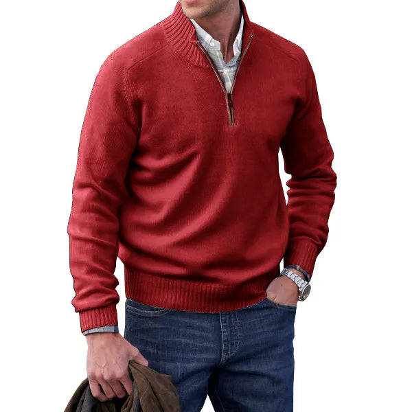 Cashmere pullover with zip