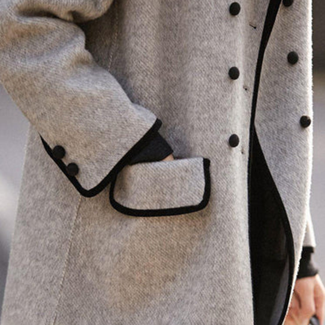 Ladies' long coat with button placket