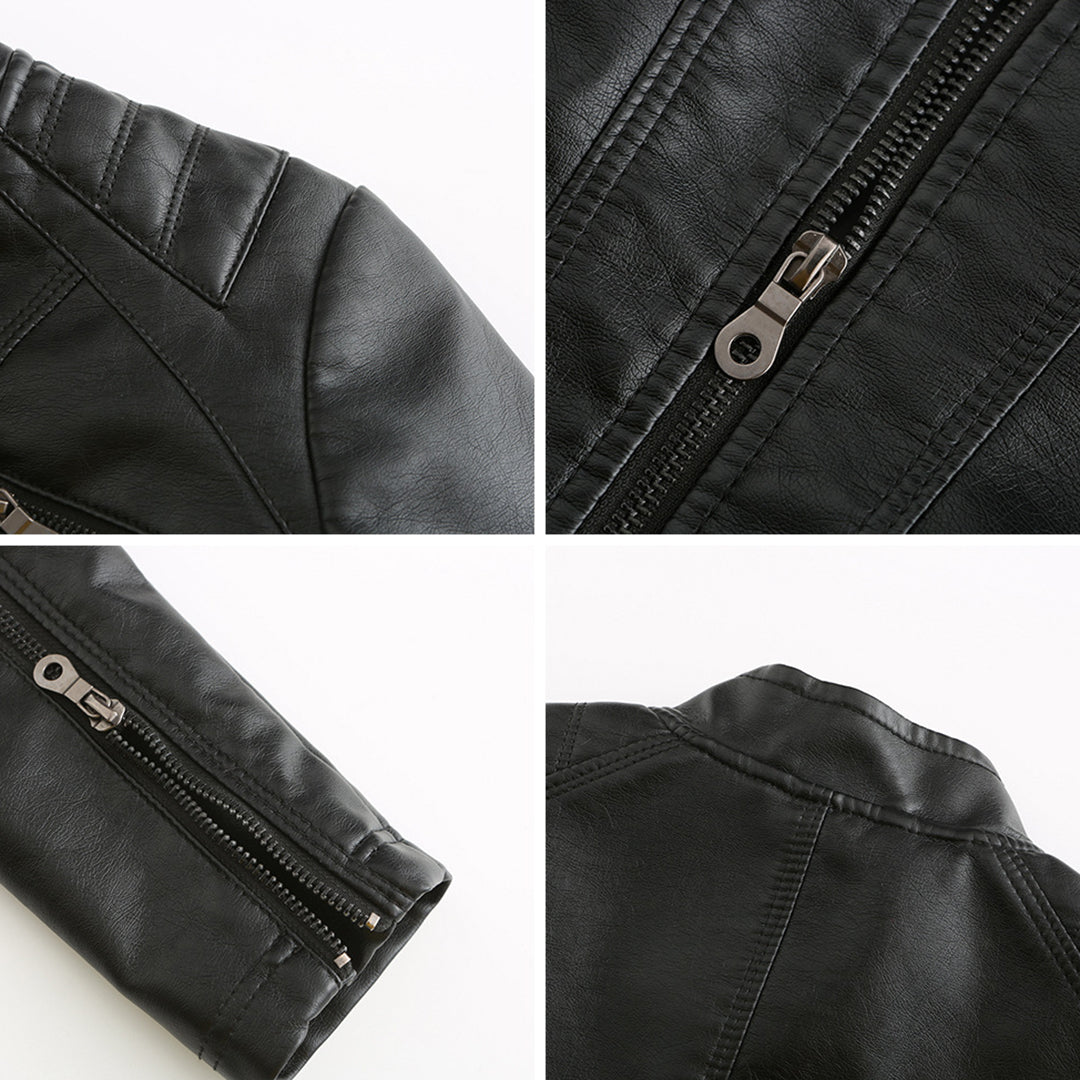 Leather biker jacket for spring