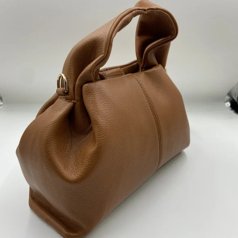 Genuine leather dumpling-shaped cloud bag for women