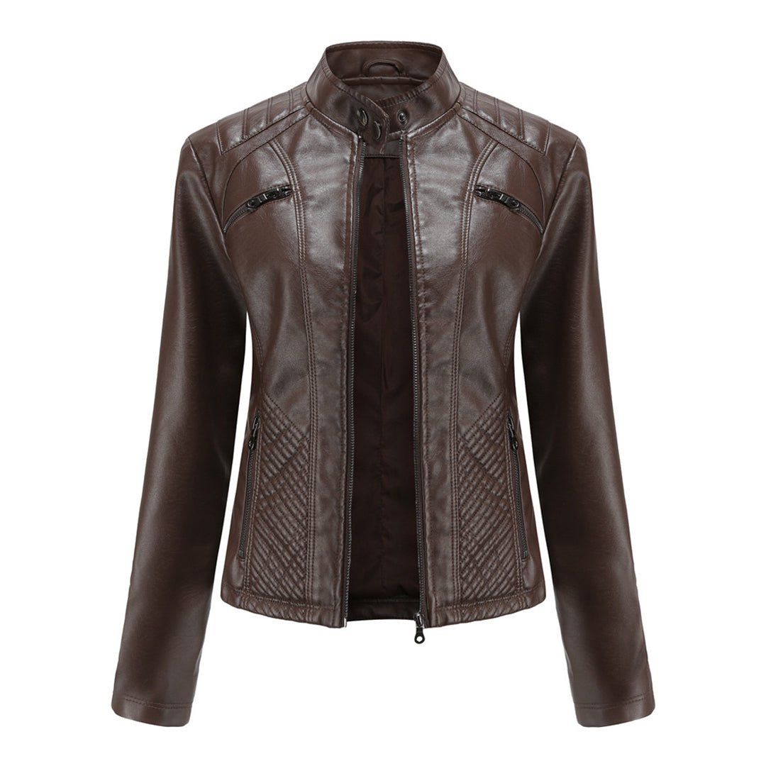 Leather biker jacket for spring