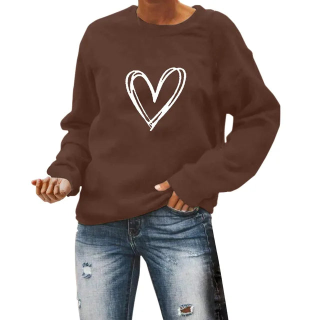 Heart Pattern Hoodie With Long Sleeves