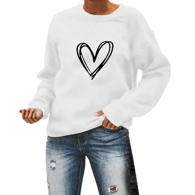 Heart Pattern Hoodie With Long Sleeves