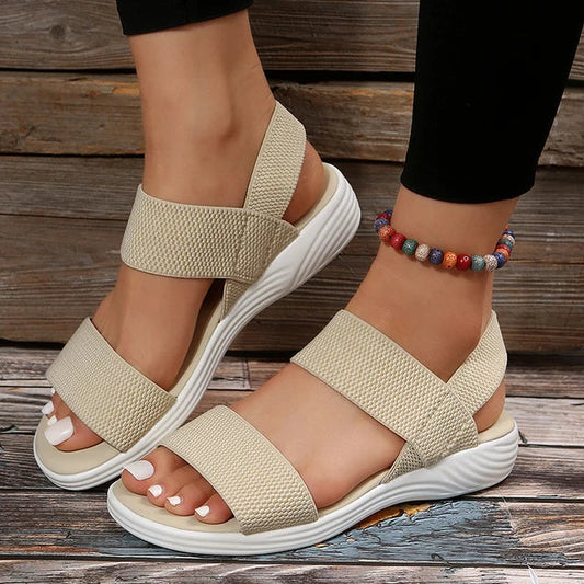 Knitted wedge sandals