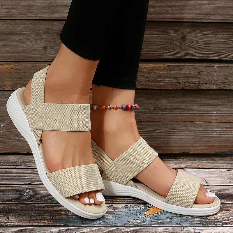 Knitted wedge sandals