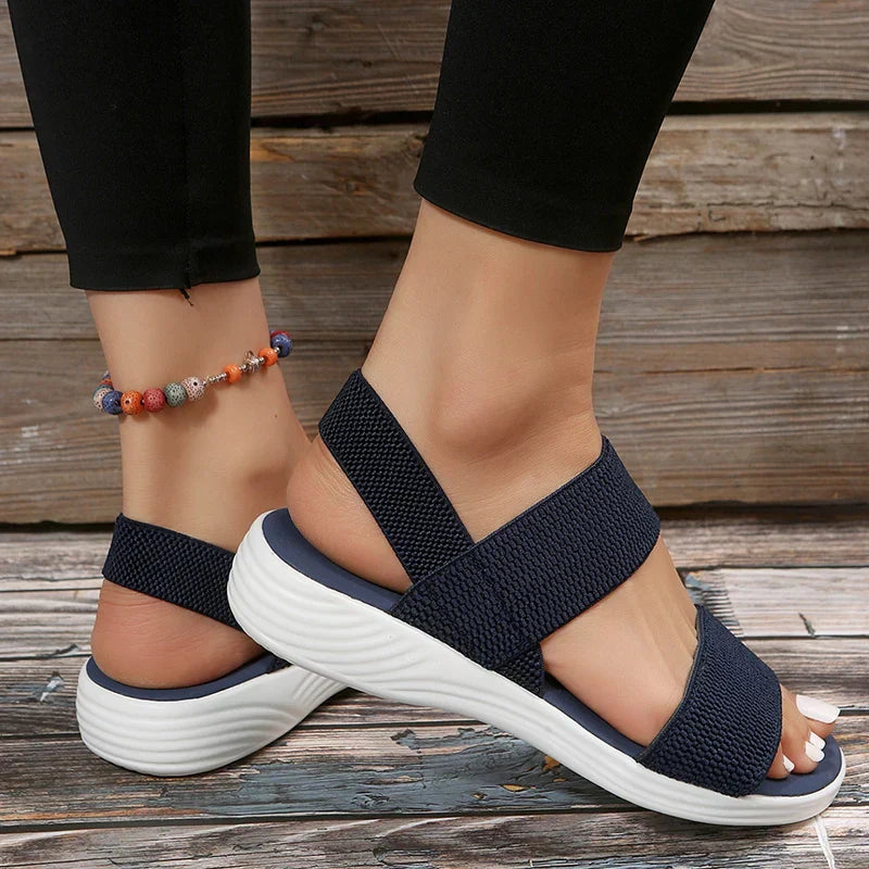 Knitted wedge sandals