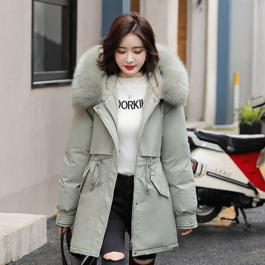 Parka jacket with fur collar