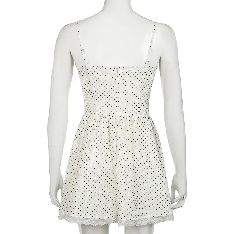 A-line dress with polka dots and lace hem