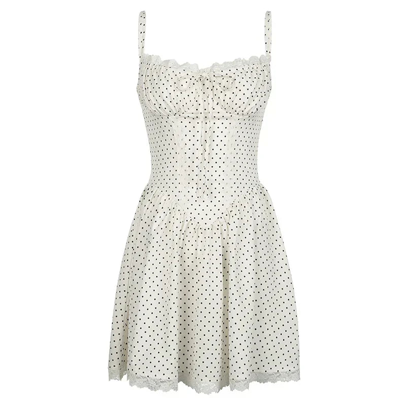 A-line dress with polka dots and lace hem