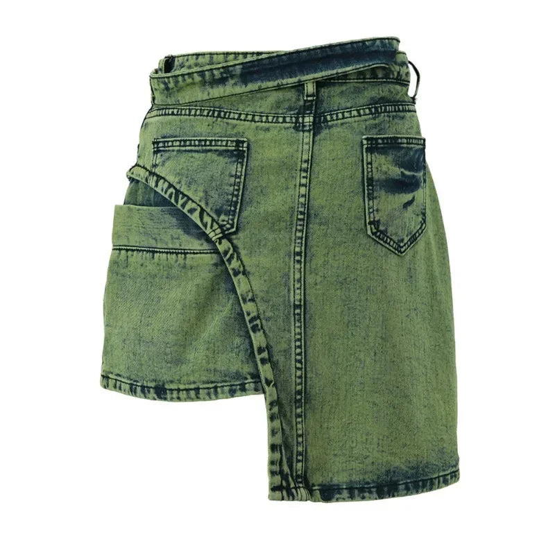 Distressed denim shorts with acid wash