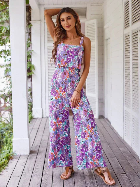 Floral wide-leg jumpsuit