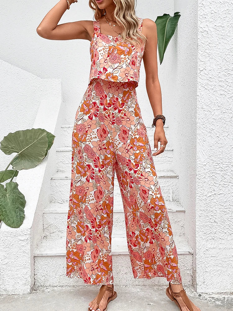 Floral wide-leg jumpsuit