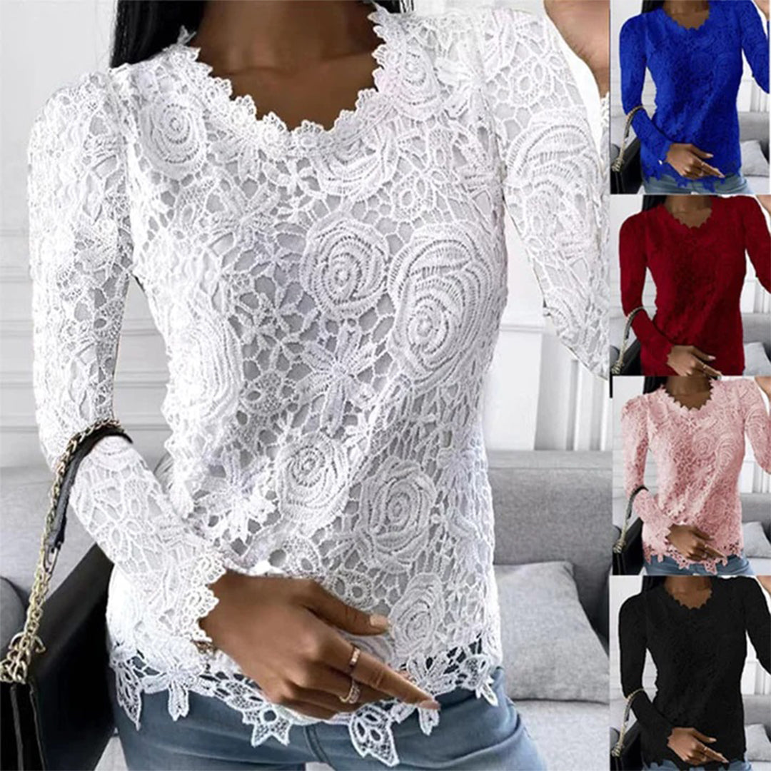 Trendy long-sleeved shirt for women with a long cut