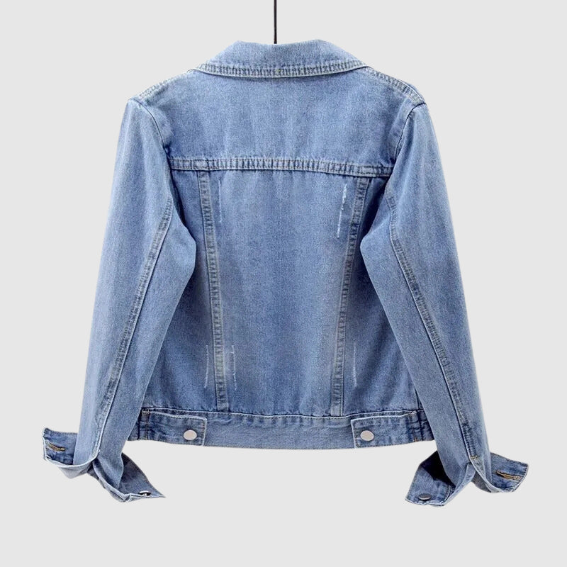 Women's Urban Denim Jacket - Durable Cotton Blend - Stylish Casual Wear for Everyday Outfits