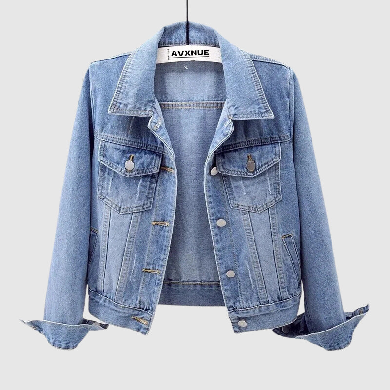 Women's Urban Denim Jacket - Durable Cotton Blend - Stylish Casual Wear for Everyday Outfits