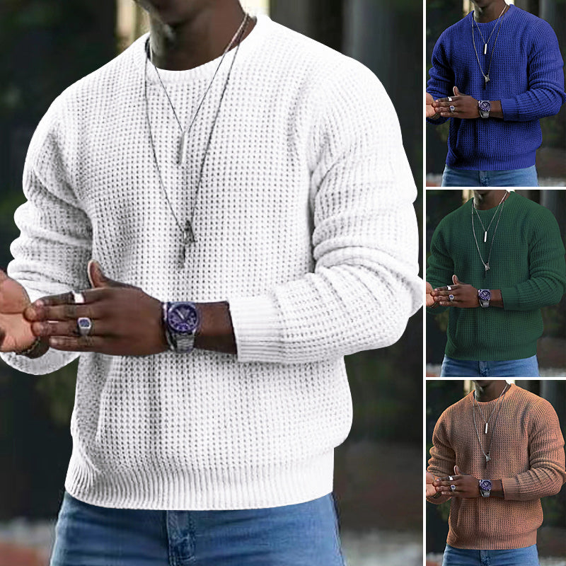 Men - Long Sleeve Jumper - Soft Knit Fabric - Cozy Round Neck Sweater for Ultimate Comfort and Warmth