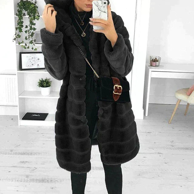 Fluffy woollen winter coat for women