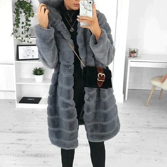 Fluffy woollen winter coat for women