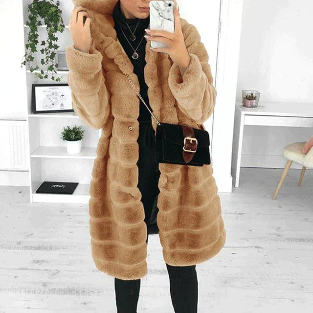 Fluffy woollen winter coat for women